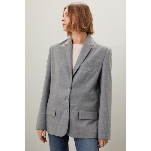 Marissa Webb Madison Boyfriend Blazer Plaid Button Front Careerwear Size XS - Picture 1 of 13